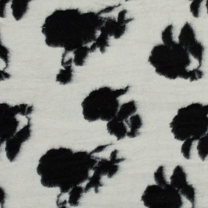 Brushed Wool Knit - Off-White and Black Rose Floral - Designer Deadstock