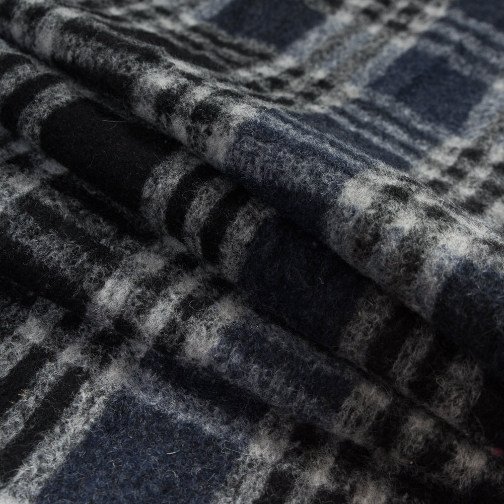 Wool Knit - Navy and White Plaid - Designer Deadstock Folded