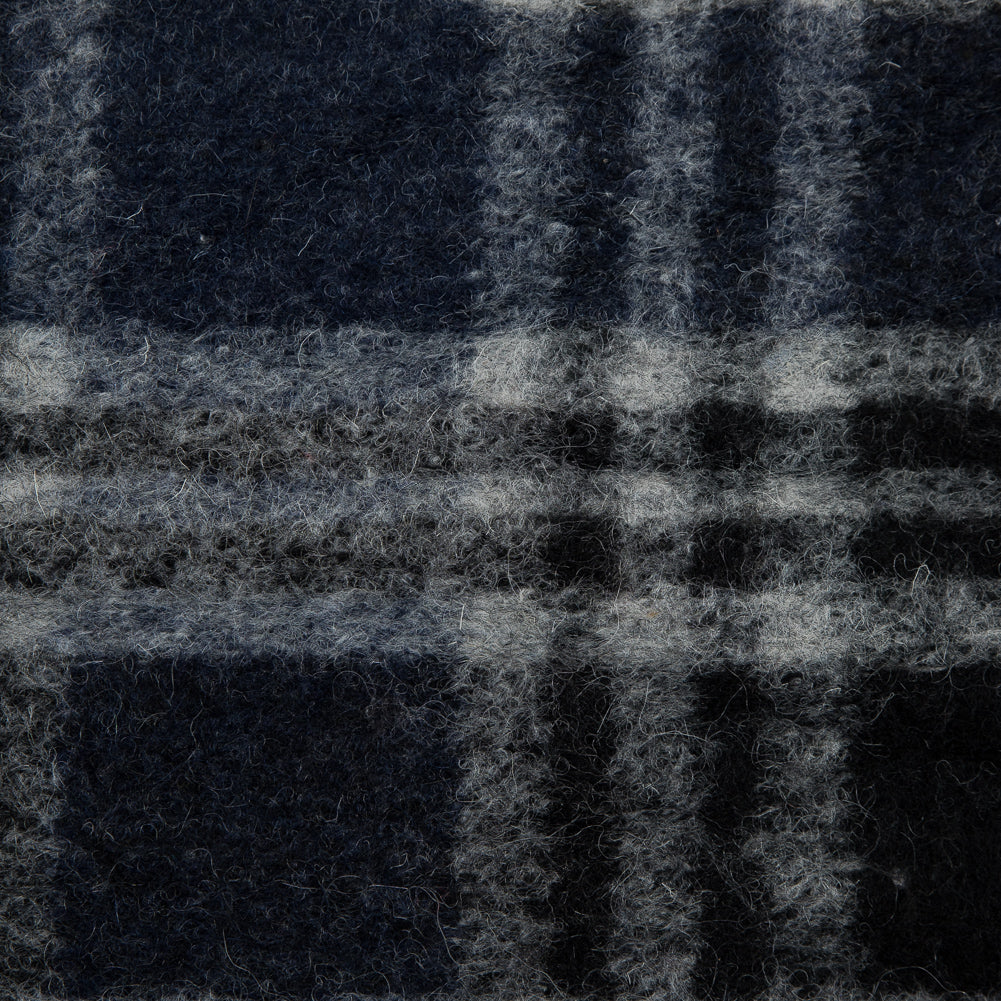 Wool Knit - Navy and White Plaid - Designer Deadstock Detail