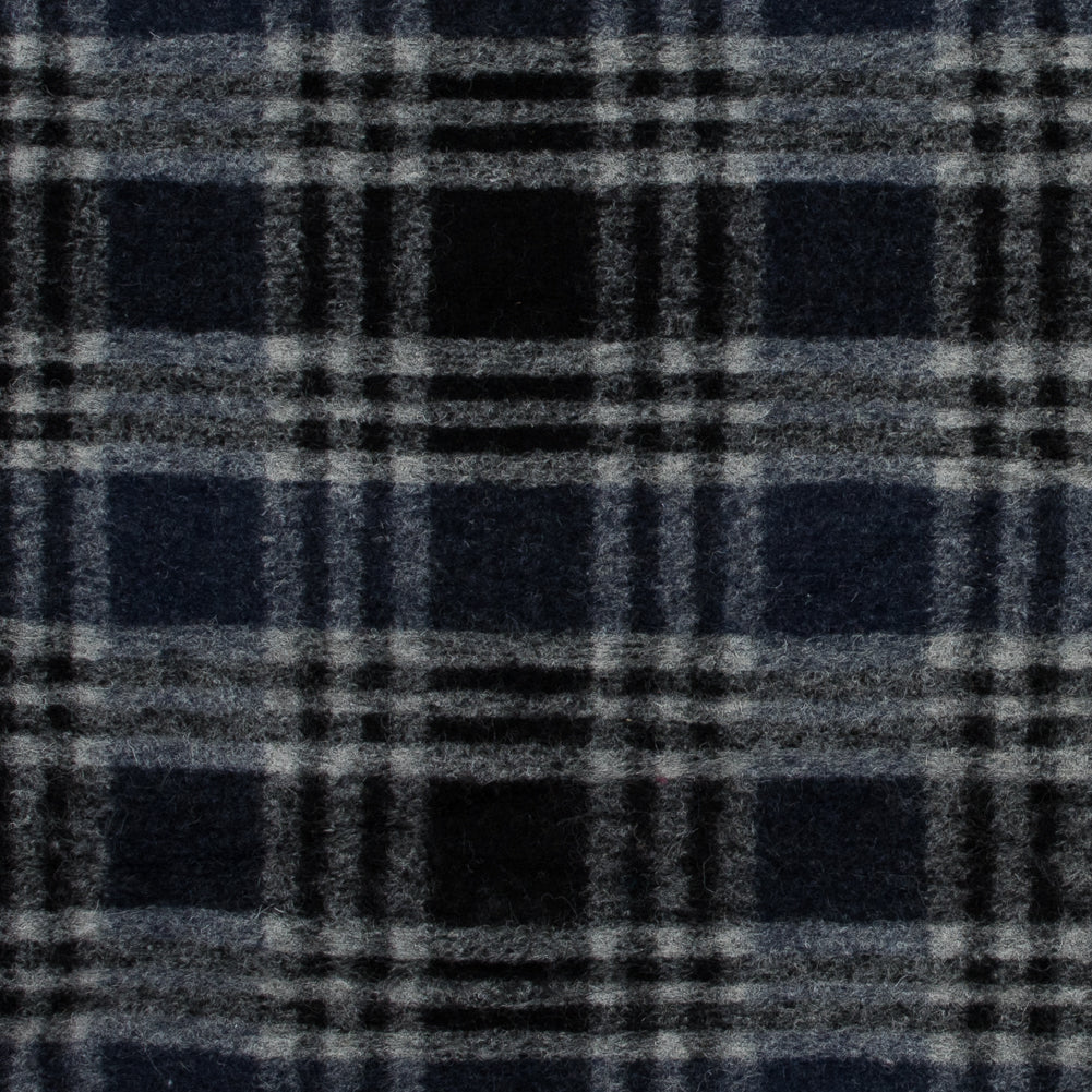 Wool Knit - Navy and White Plaid - Designer Deadstock