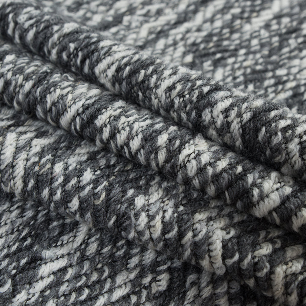 Wool Knit with Zig Zag Loops - Gray and White - Designer Deadstock Folded