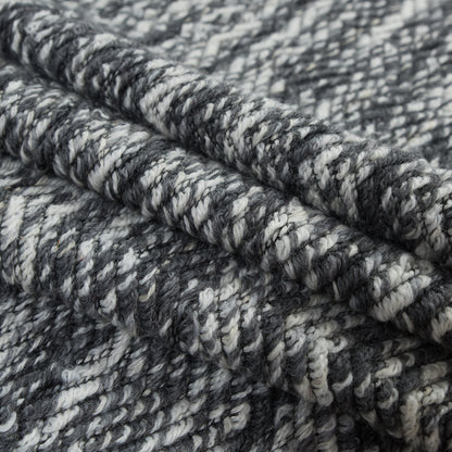 Wool Knit with Zig Zag Loops - Gray and White - Designer Deadstock Folded