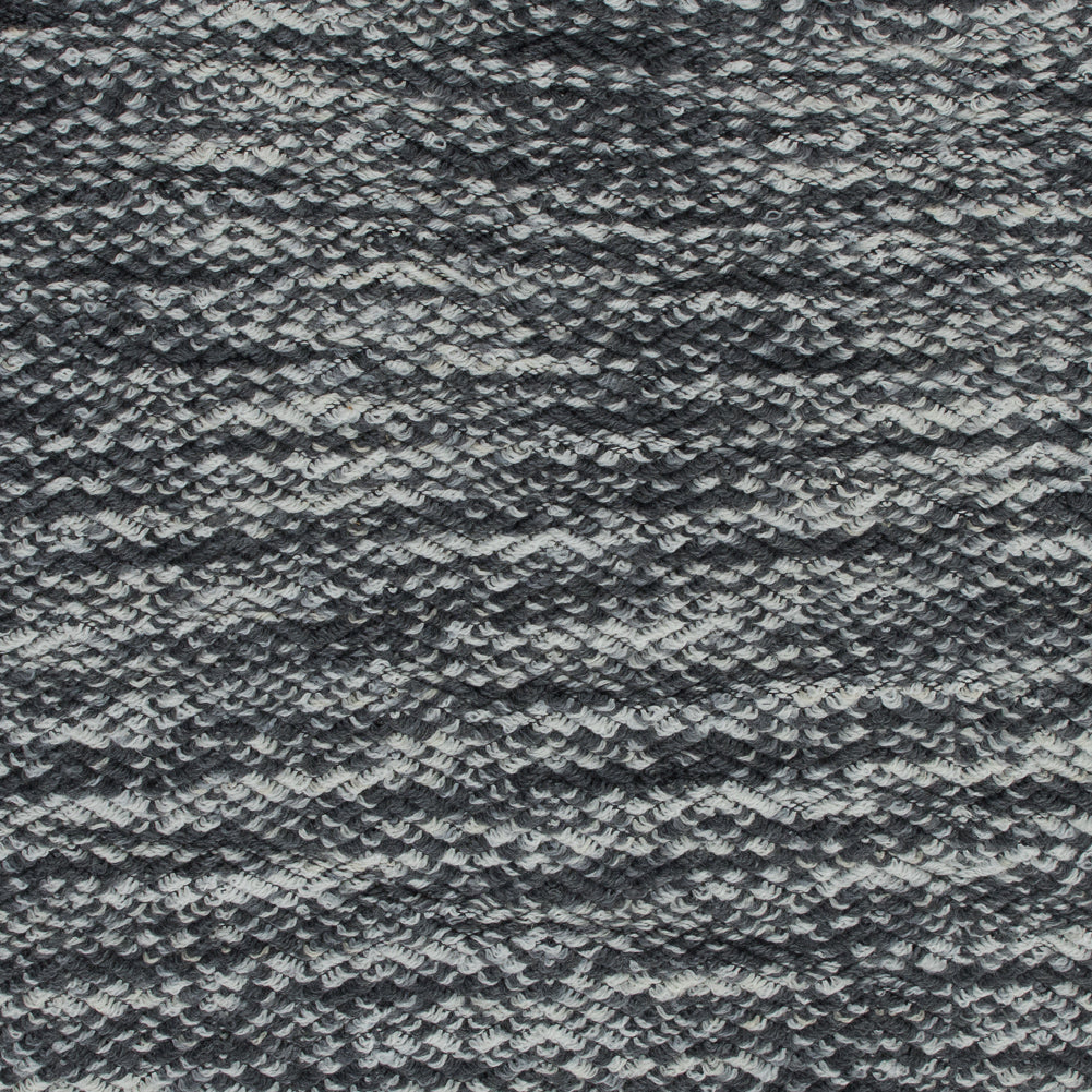 Wool Knit with Zig Zag Loops - Gray and White - Designer Deadstock