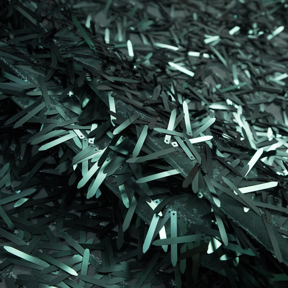 Soft Tulle with Fringe Sequins - Dull Emerald - Phryne Collection Detail