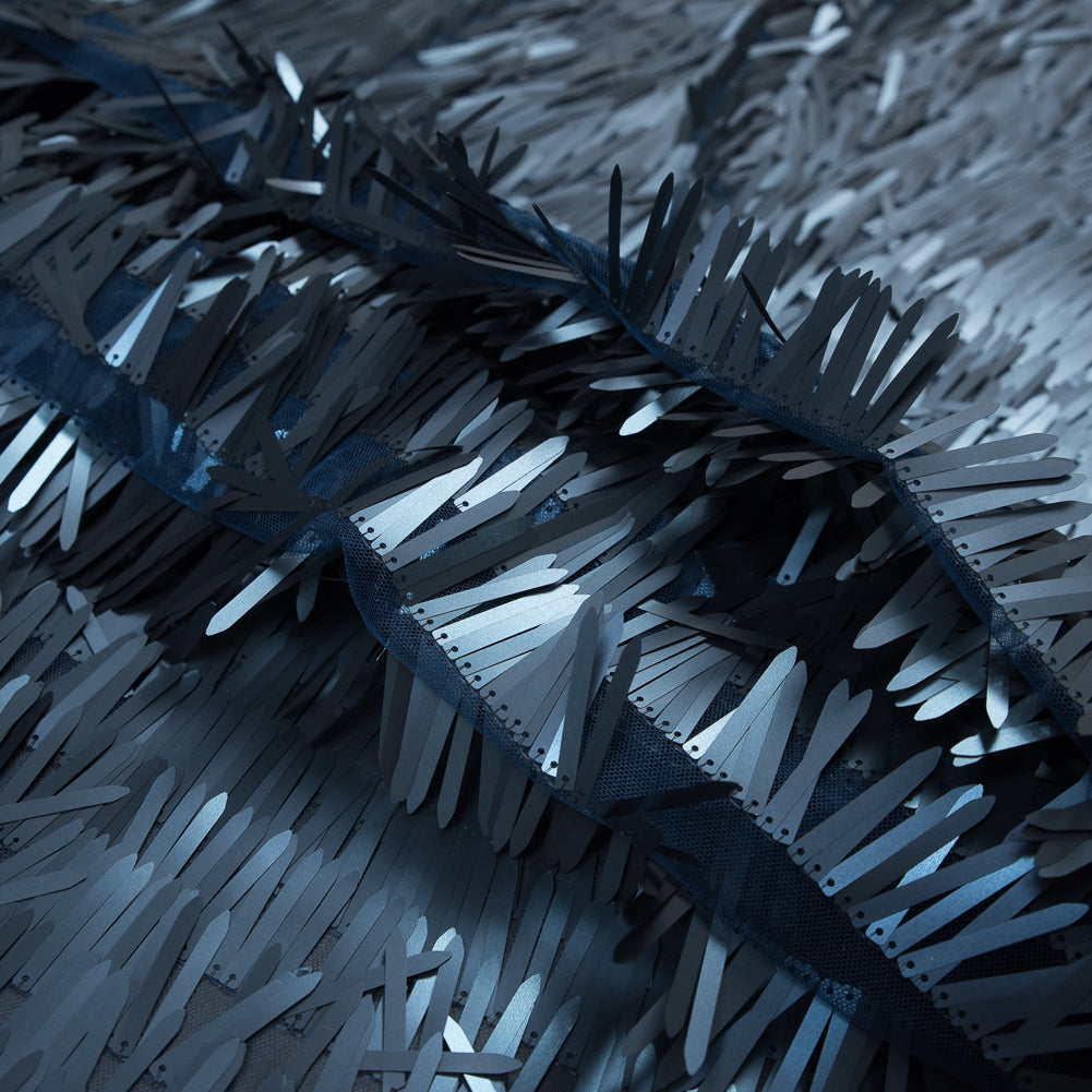 Soft Tulle with Fringe Sequins - Dull Navy - Phryne Collection Detail
