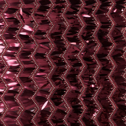Fringe Sequin Fabric - Cranberry Chevrons