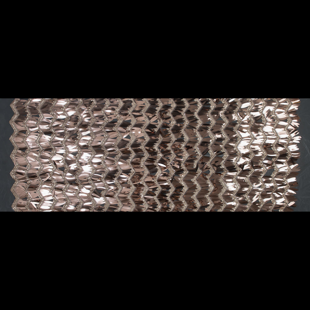 Fringe Sequin Fabric - Rose Gold Chevrons Folded