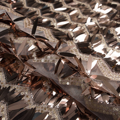 Fringe Sequin Fabric - Rose Gold Chevrons Detail