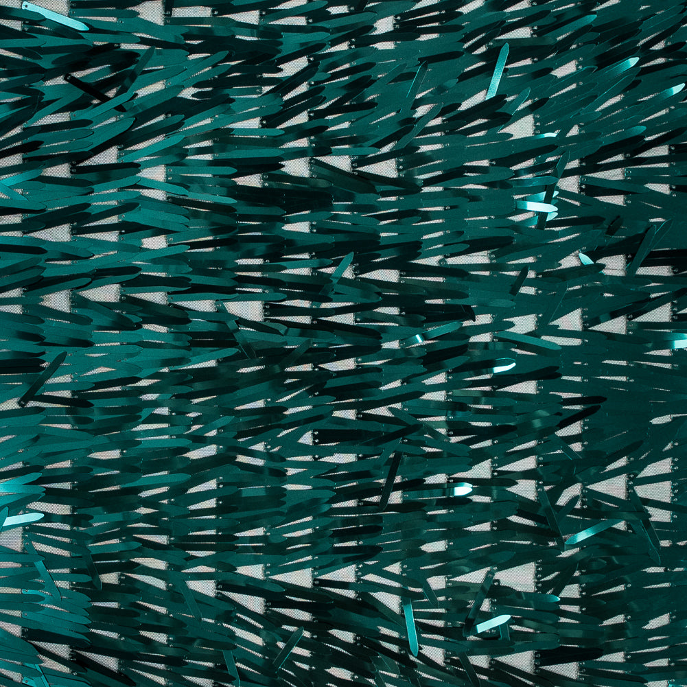 Soft Tulle with Fringe Sequins - Shiny Emerald - Phryne Collection