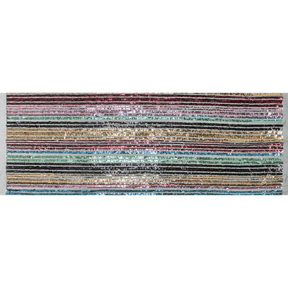 Tulle with Seqquins - Shiny Rainbow Stripes on Black Folded