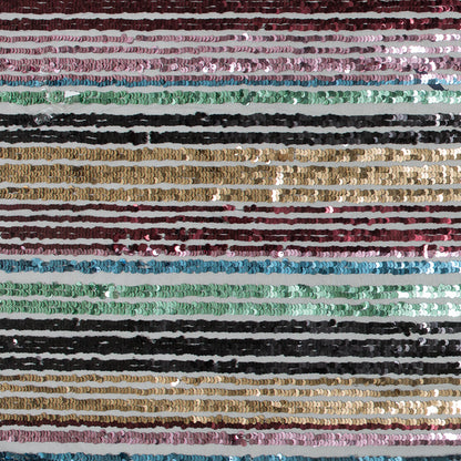 Tulle with Seqquins - Shiny Rainbow Stripes on Black