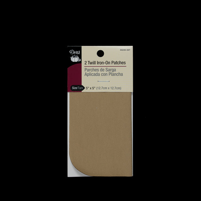 Dritz 2 Ct Khaki Twill Iron-On Patches - 5" x 5"