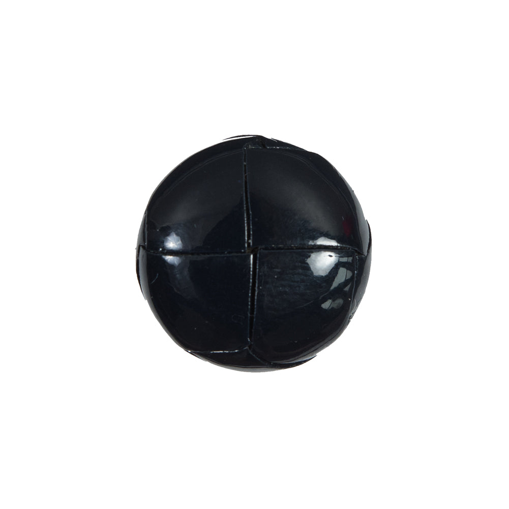 Dark Navy Glossy Leather Shank Back Button - 30L/19MM