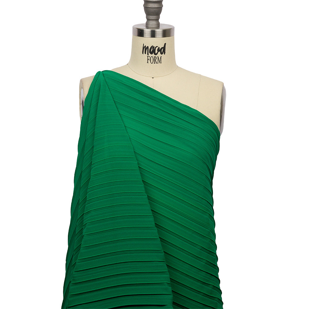 Accordion Pleated Chiffon - Emerald Green - Etereo Collection Detail