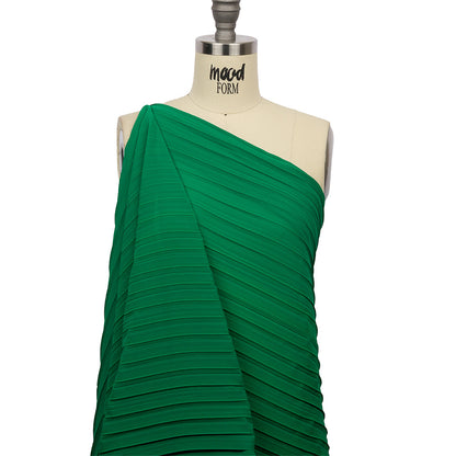 Accordion Pleated Chiffon - Emerald Green - Etereo Collection Detail