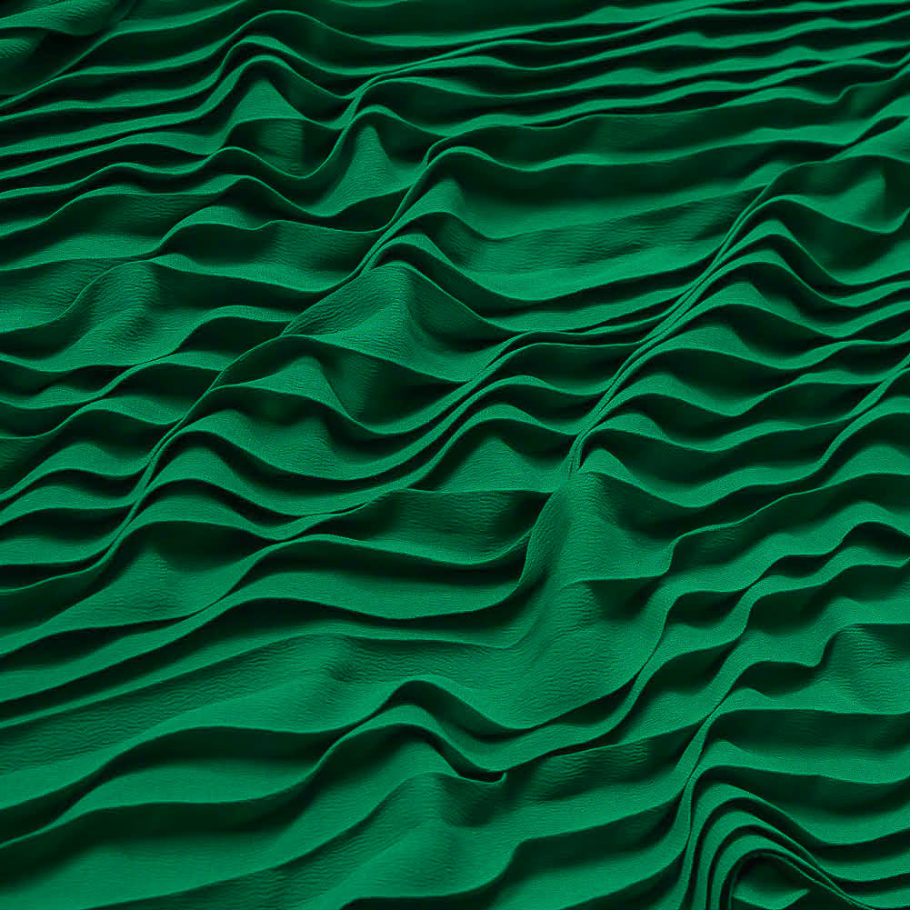 Accordion Pleated Chiffon - Emerald Green - Etereo Collection