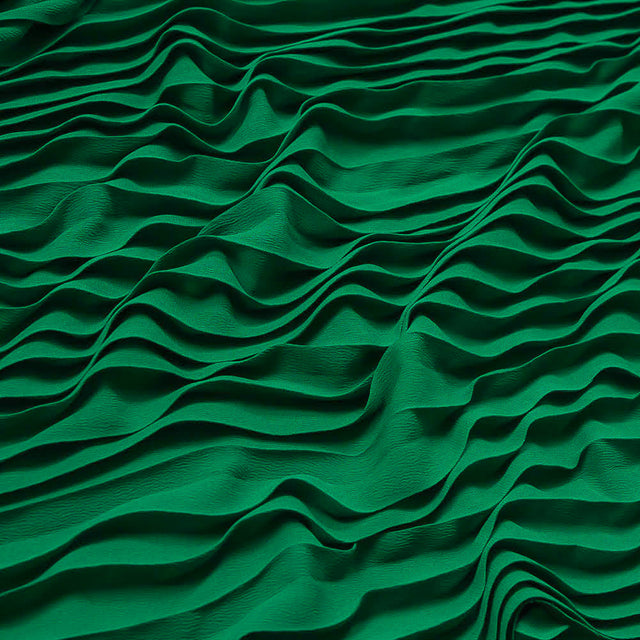 Accordion Pleated Chiffon - Emerald Green - Etereo Collection