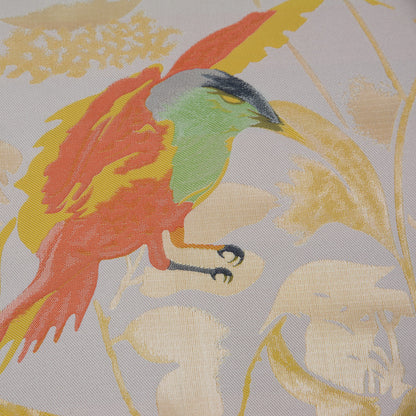 Sunshine Yellow Birds and Stalks Jacquard Panel Detail