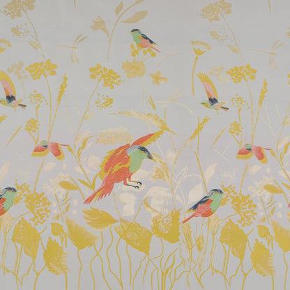 Sunshine Yellow Birds and Stalks Jacquard Panel