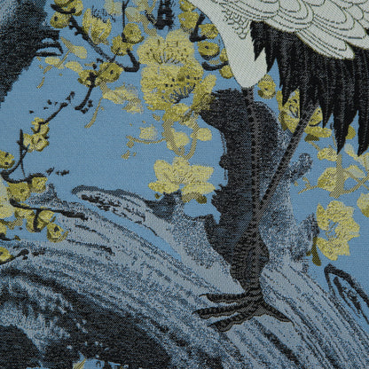 Blue and Green Crane Jacquard Panel Detail