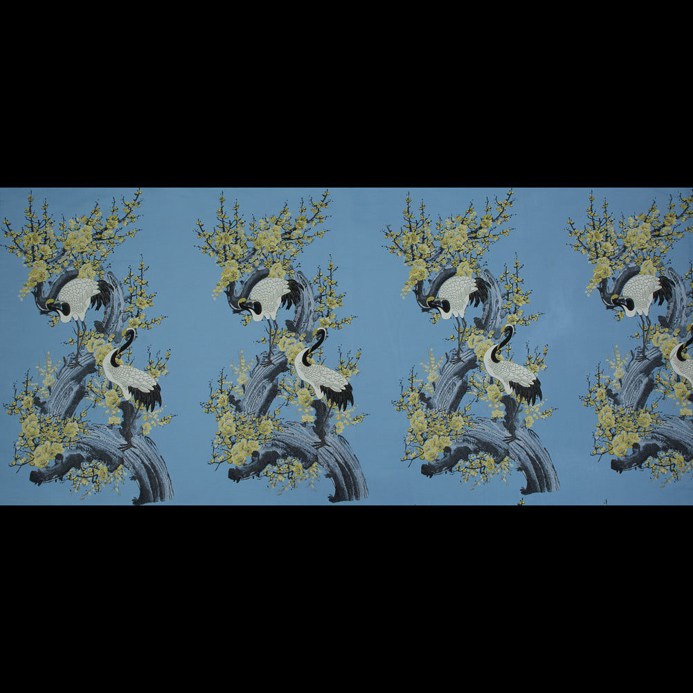 Blue and Green Crane Jacquard Panel Full