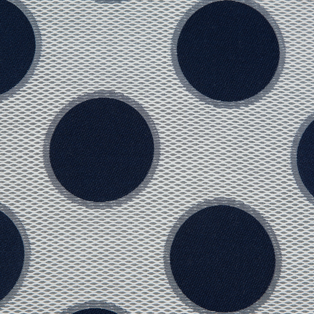 Blue and White Circle Jacquard Mesh Detail
