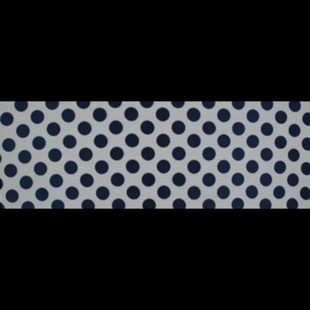 Blue and White Circle Jacquard Mesh Full