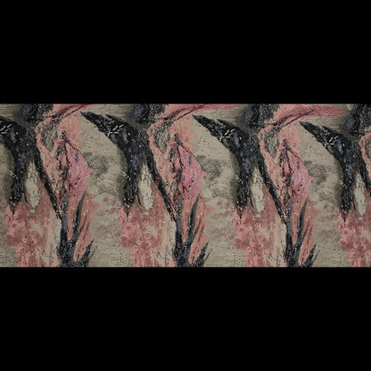 Pink, Beige and Black Abstract Jacquard Folded