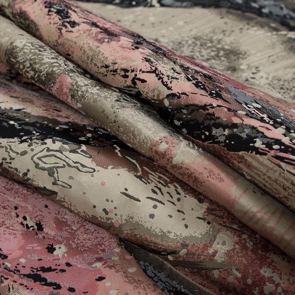 Pink, Beige and Black Abstract Jacquard Detail