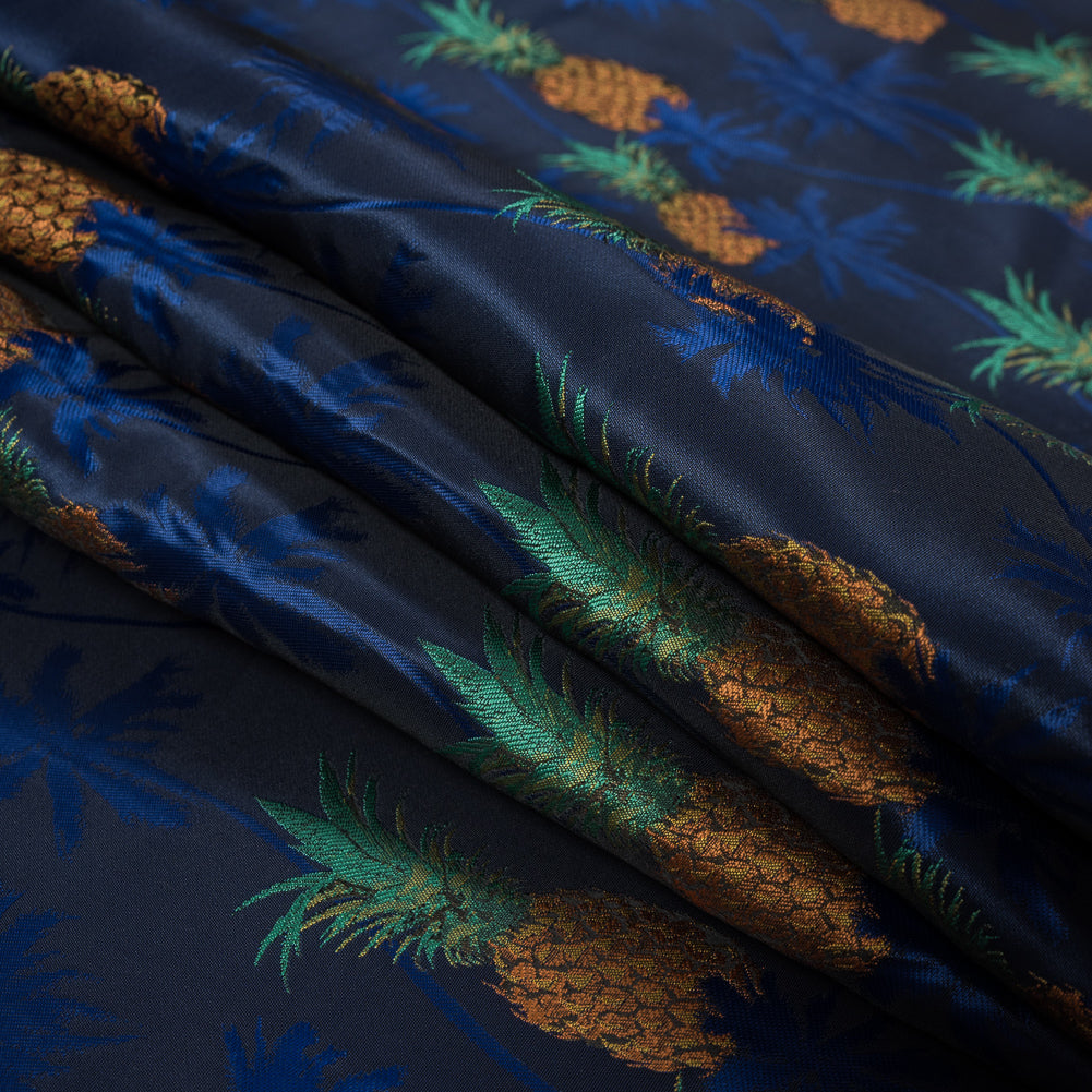 Royal Blue Pineapple Polyester Jacquard Folded