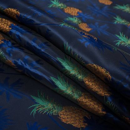 Royal Blue Pineapple Polyester Jacquard Folded