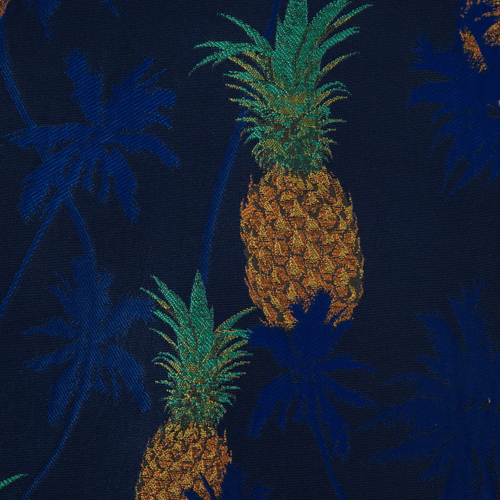 Royal Blue Pineapple Polyester Jacquard Detail