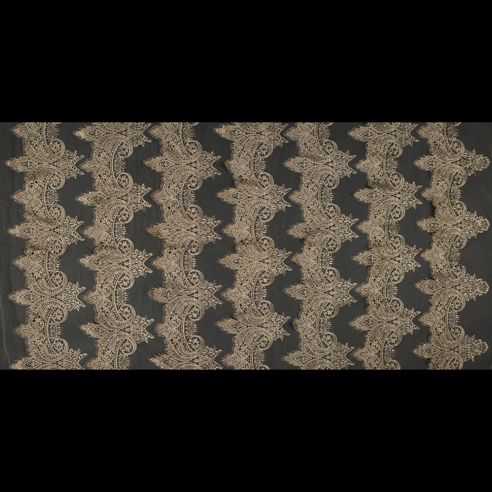 Lace Fringe on Mesh - Metallic Gold Full