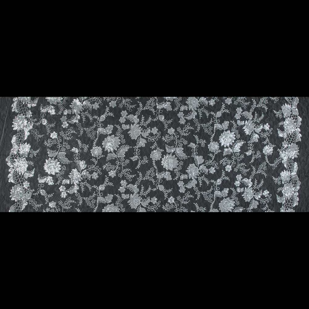 White Sequined Chantilly Bridal Lace Folded