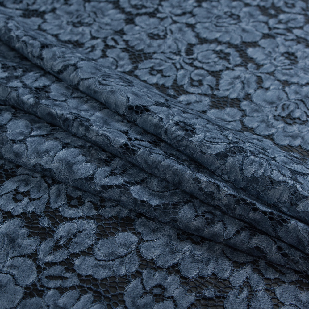 Pad Dyed Cotton Lace - Navy Floral - Stevie Collection Detail