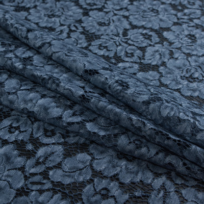 Pad Dyed Cotton Lace - Navy Floral - Stevie Collection Detail