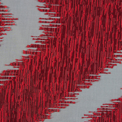 Organza Burnout Jacquard - Red Chevron Full