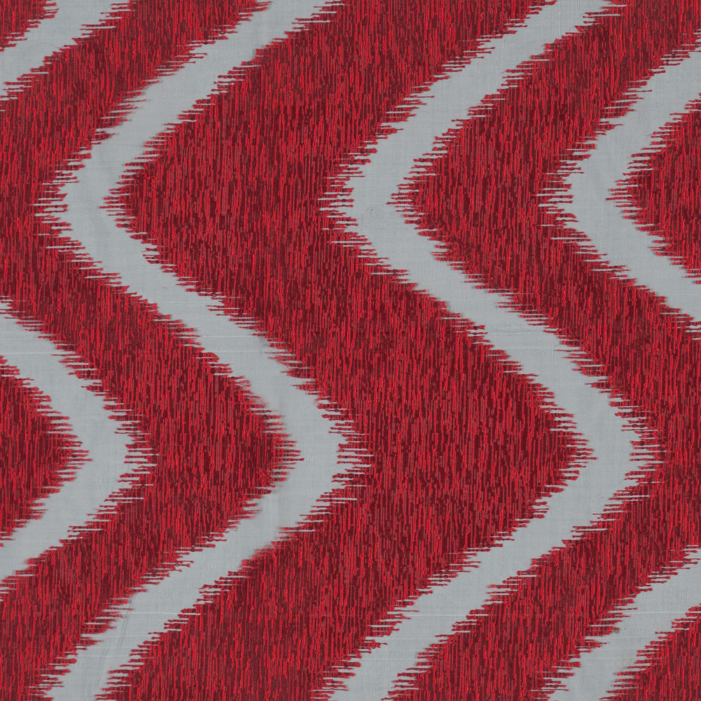 Organza Burnout Jacquard - Red Chevron