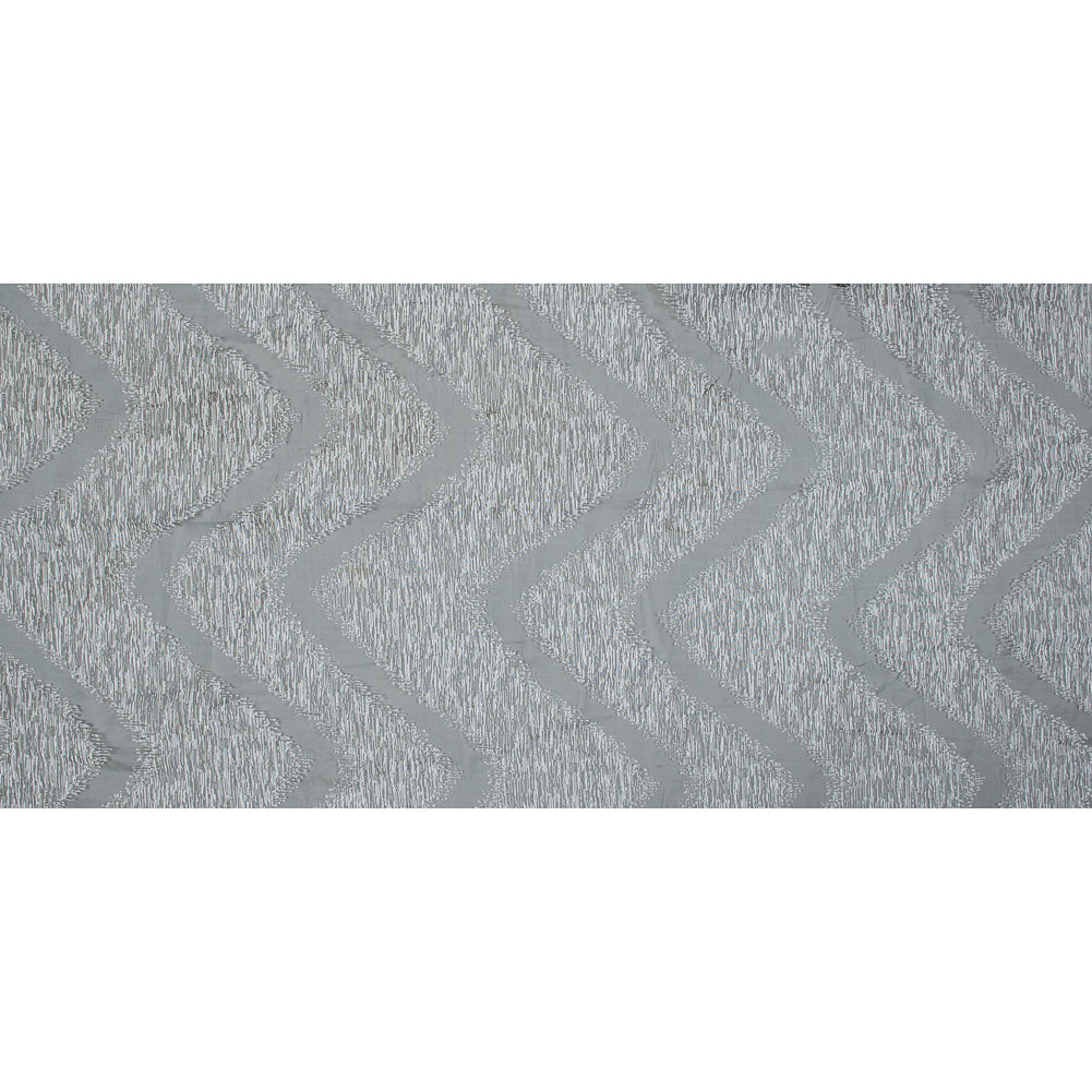 Organza Burnout Jacquard - Silver Chevron Folded