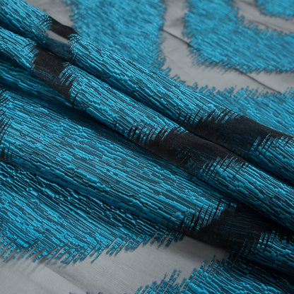 Organza Burnout Jacquard - Blue Chevron Folded
