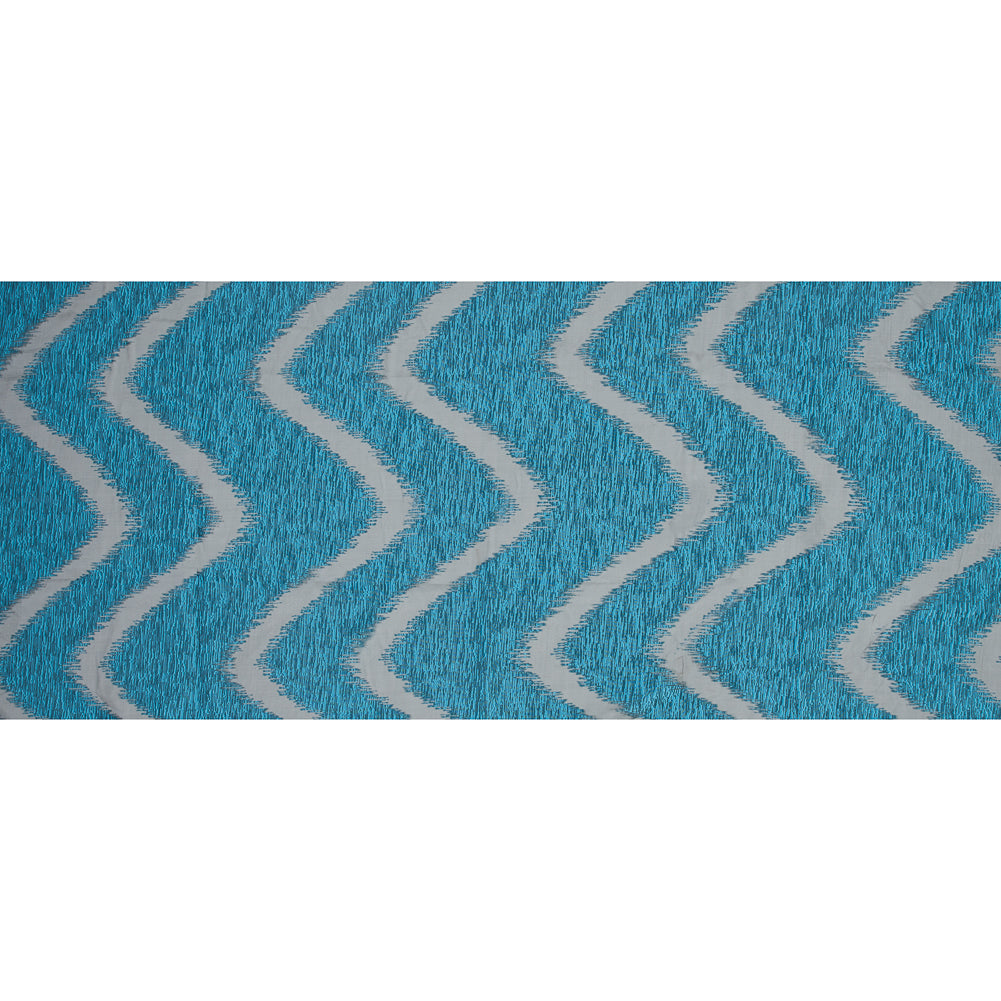 Organza Burnout Jacquard - Blue Chevron Full
