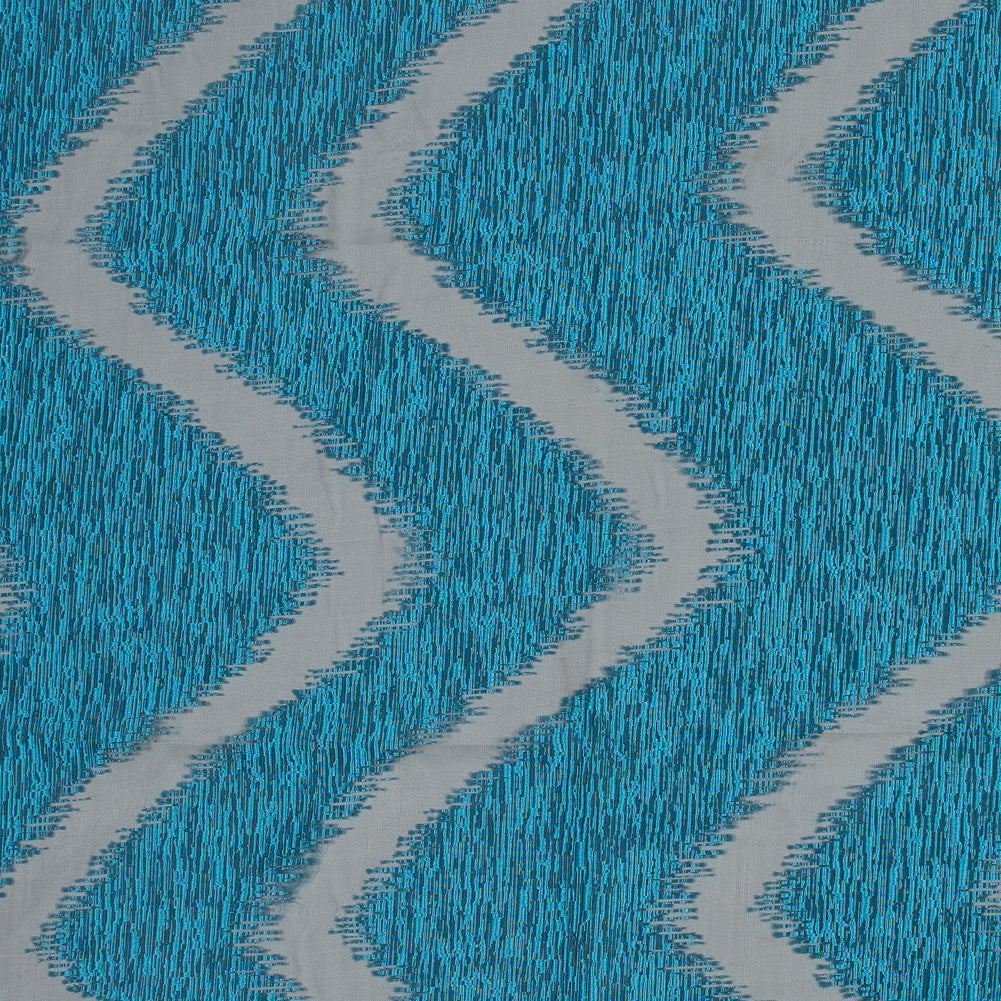 Organza Burnout Jacquard - Blue Chevron