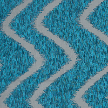 Organza Burnout Jacquard - Blue Chevron