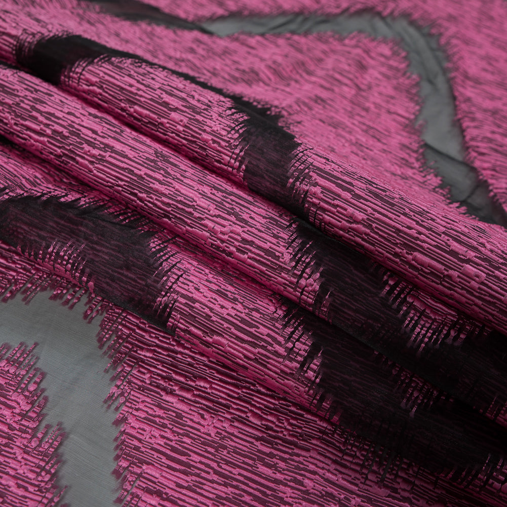 Organza Burnout Jacquard - Pink Chevron Detail