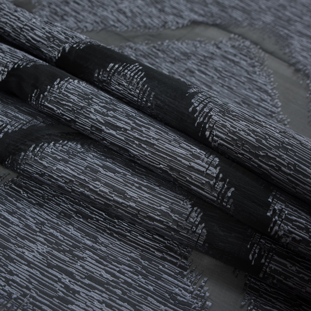 Organza Burnout Jacquard - Gray Chevron Detail