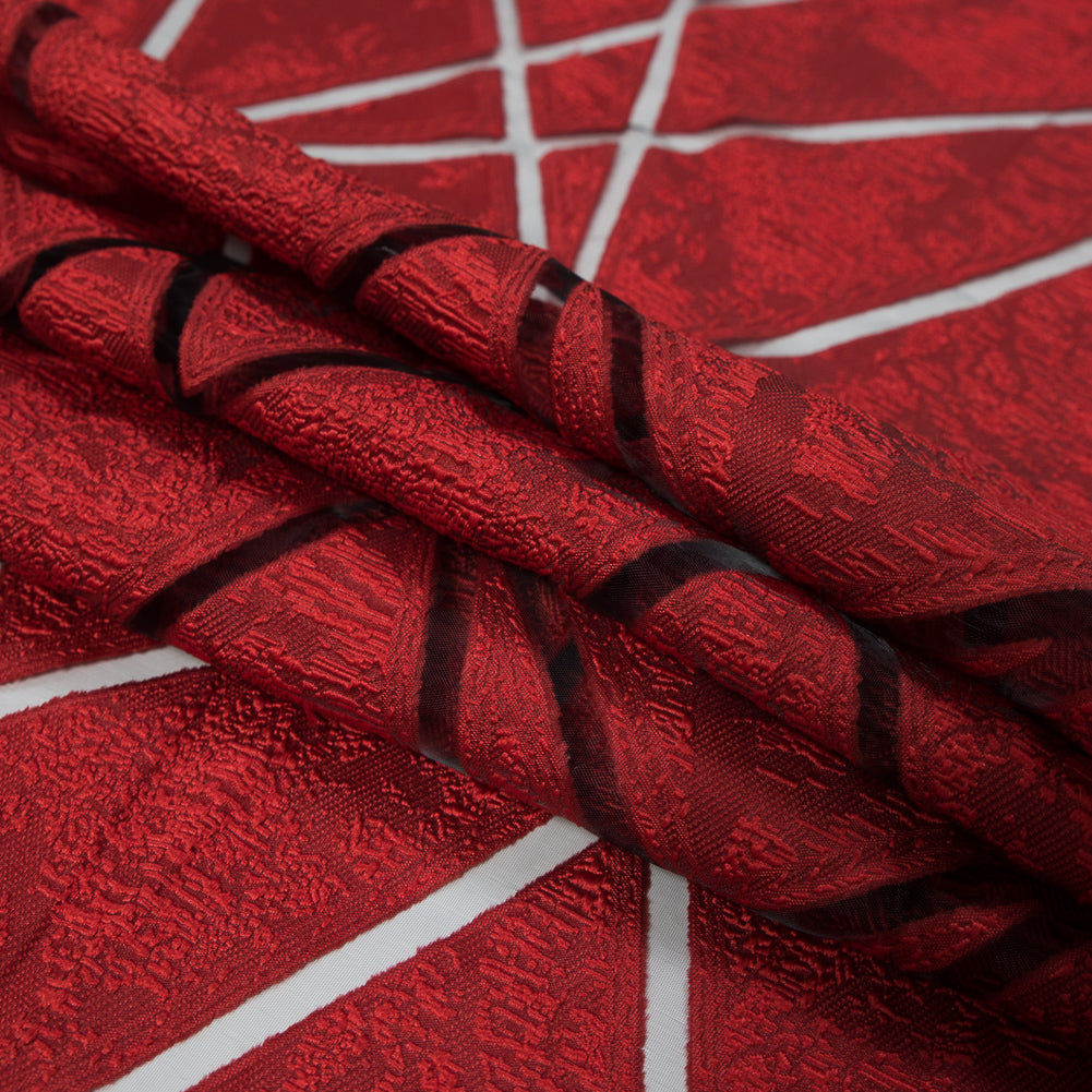 Red Geometric Burnout Jacquard Folded