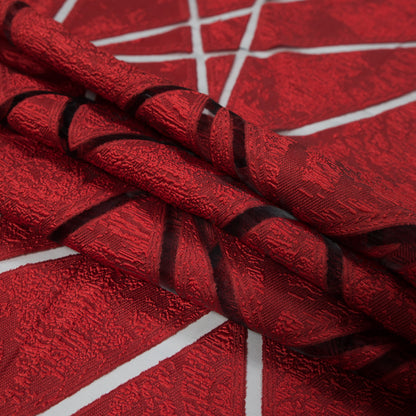Red Geometric Burnout Jacquard Folded