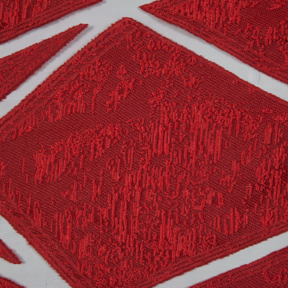 Red Geometric Burnout Jacquard Detail