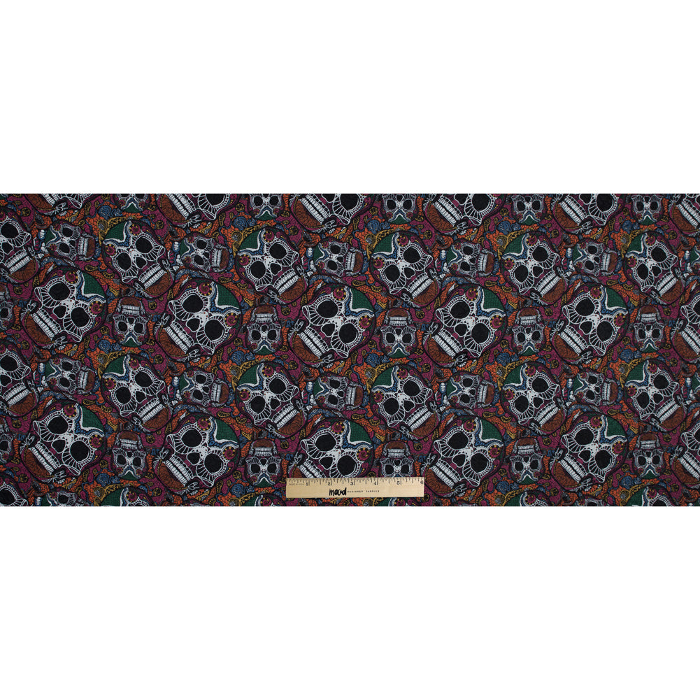 Multicolor Skull Printed Wrinkled Faux Plisse Full