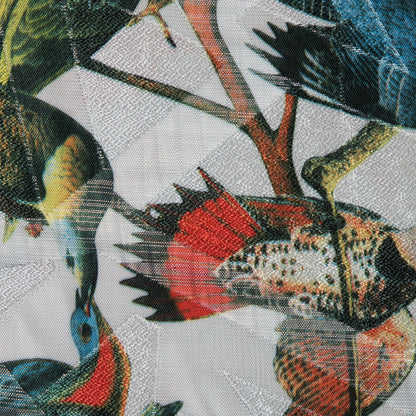 White Parakeet Printed Polyester Jacquard Detail